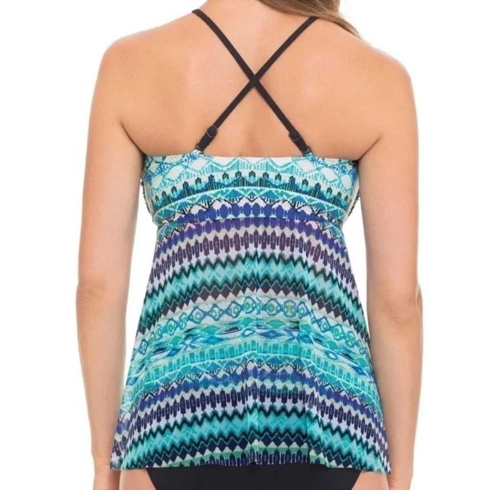 Profile by Gottex Flyaway Tankini Top size 10 NWT